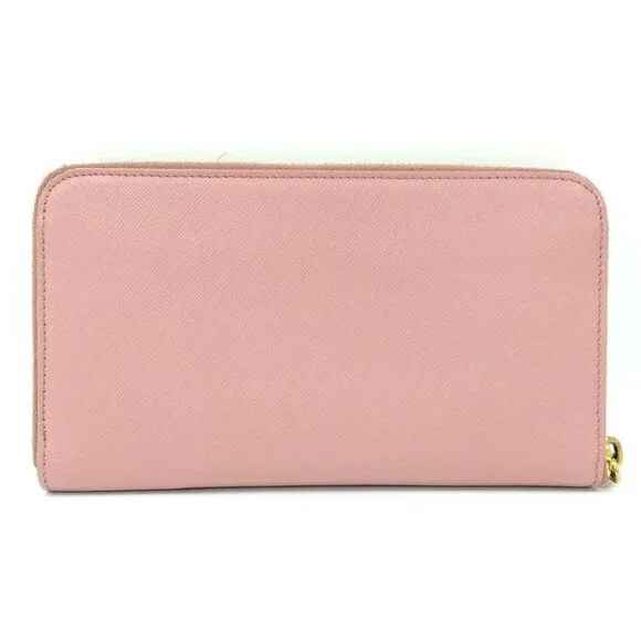 Prada Round Zipper Long Wallet Saffiano Leather Pink Kp5028